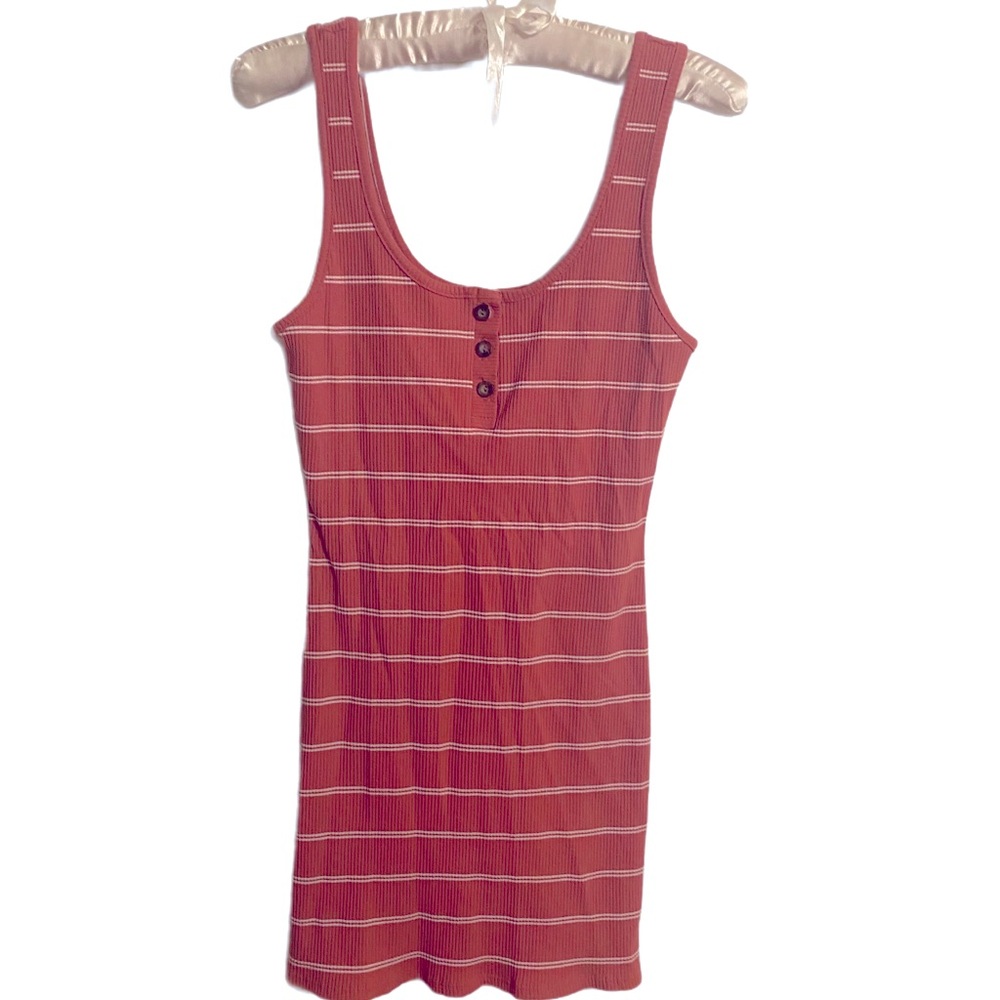 Full Tilt Coral Striped Sleeveless Mini Dress Size M NWT